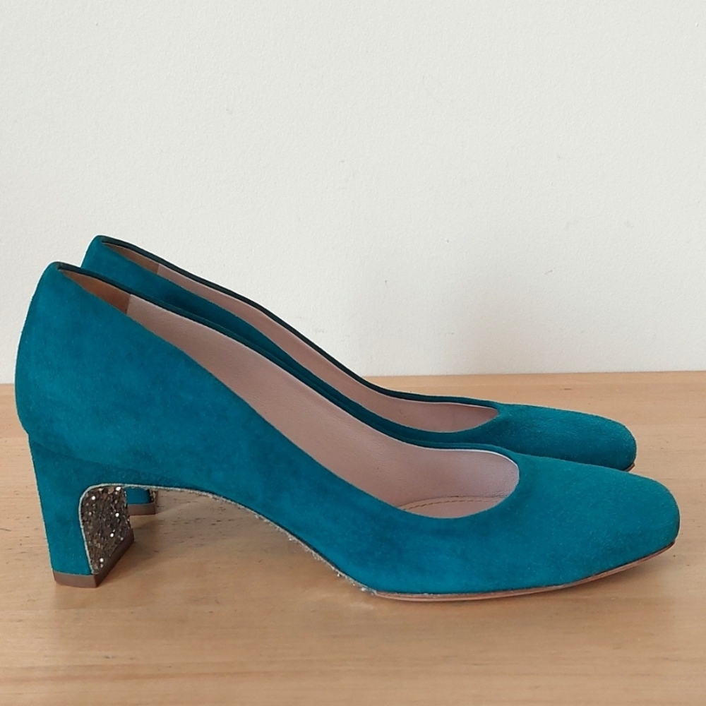 Miu Miu Green Suede Glittering Sole Heels - Picture 4 of 15